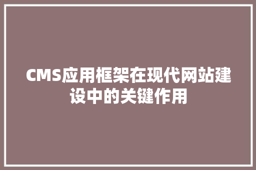 CMS应用框架在现代网站建设中的关键作用