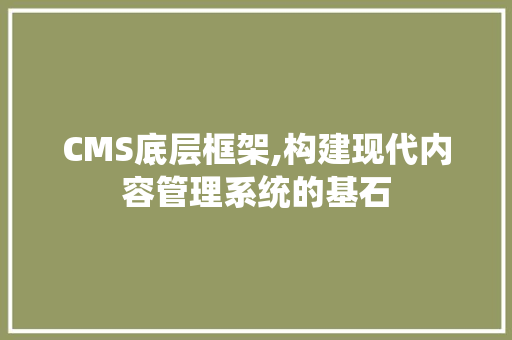 CMS底层框架,构建现代内容管理系统的基石