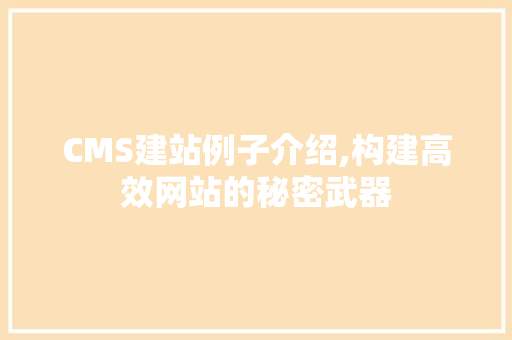 CMS建站例子介绍,构建高效网站的秘密武器