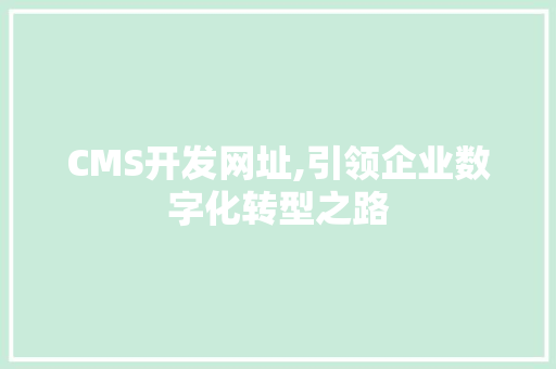 CMS开发网址,引领企业数字化转型之路