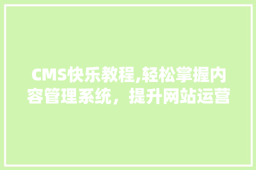 CMS快乐教程,轻松掌握内容管理系统，提升网站运营效率