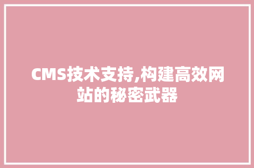 CMS技术支持,构建高效网站的秘密武器