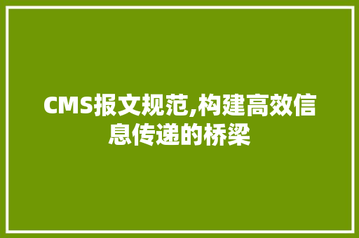 CMS报文规范,构建高效信息传递的桥梁 小程序开发