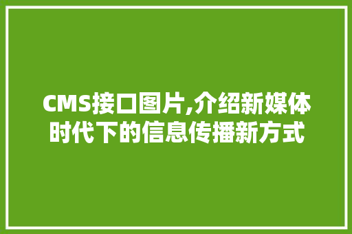 CMS接口图片,介绍新媒体时代下的信息传播新方式