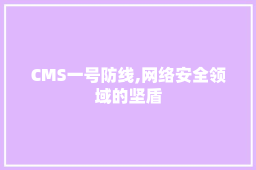CMS一号防线,网络安全领域的坚盾