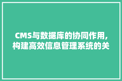 CMS与数据库的协同作用,构建高效信息管理系统的关键