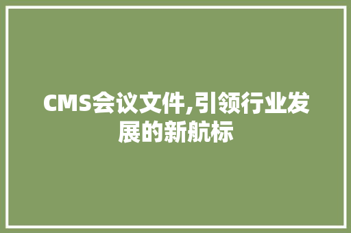CMS会议文件,引领行业发展的新航标 小程序开发