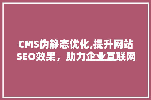 CMS伪静态优化,提升网站SEO效果，助力企业互联网发展