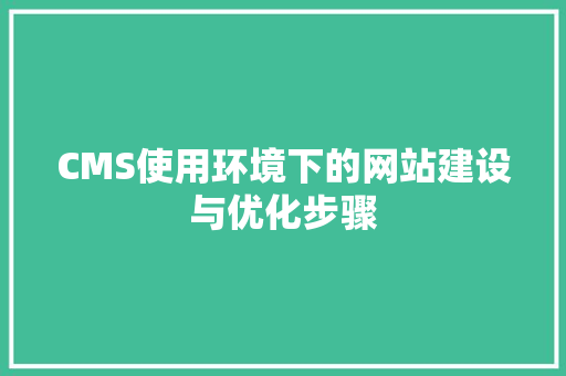 CMS使用环境下的网站建设与优化步骤