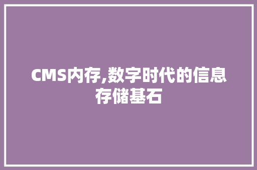 CMS内存,数字时代的信息存储基石