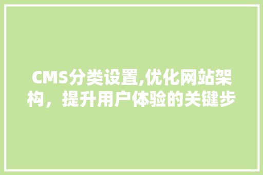 CMS分类设置,优化网站架构，提升用户体验的关键步骤