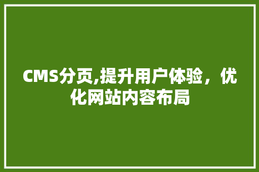 CMS分页,提升用户体验，优化网站内容布局