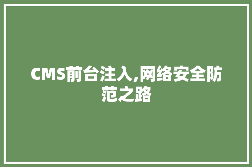 CMS前台注入,网络安全防范之路 英文谷歌算法