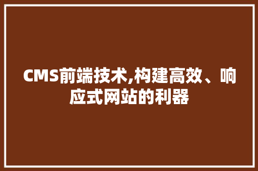 CMS前端技术,构建高效、响应式网站的利器 网站优化