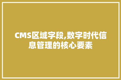 CMS区域字段,数字时代信息管理的核心要素