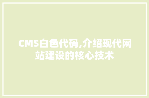 CMS白色代码,介绍现代网站建设的核心技术