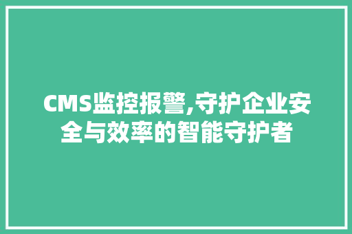 CMS监控报警,守护企业安全与效率的智能守护者