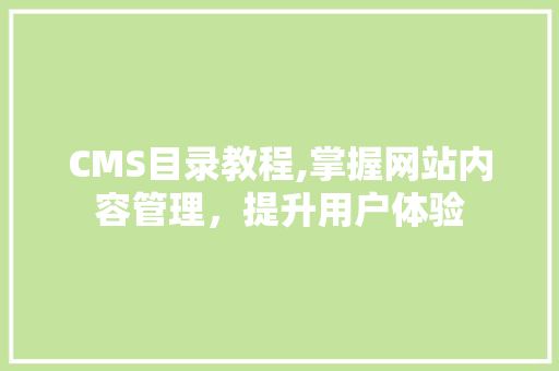 CMS目录教程,掌握网站内容管理，提升用户体验