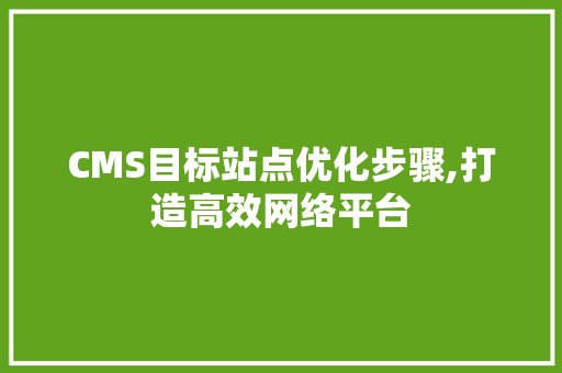 CMS目标站点优化步骤,打造高效网络平台