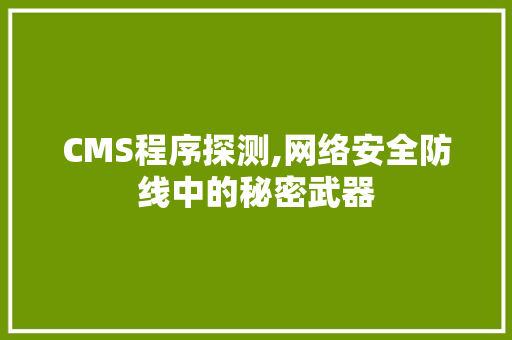 CMS程序探测,网络安全防线中的秘密武器