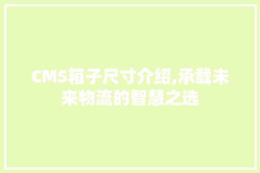 CMS箱子尺寸介绍,承载未来物流的智慧之选