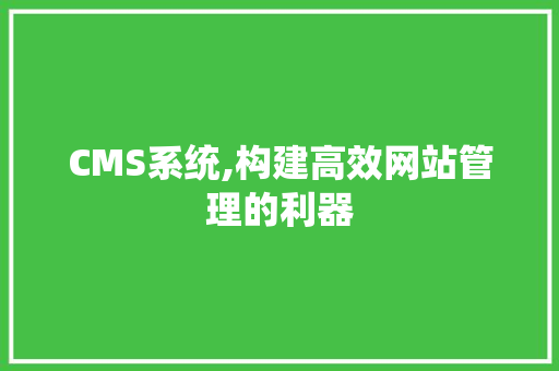 CMS系统,构建高效网站管理的利器