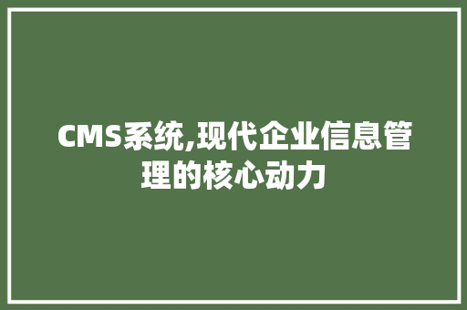 CMS系统,现代企业信息管理的核心动力 英文谷歌算法