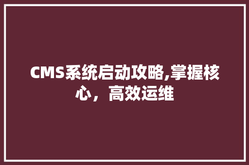CMS系统启动攻略,掌握核心，高效运维