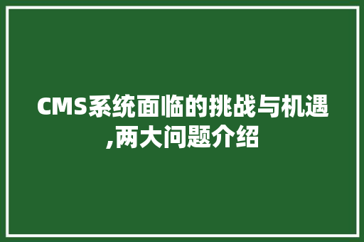 CMS系统面临的挑战与机遇,两大问题介绍 英文谷歌算法