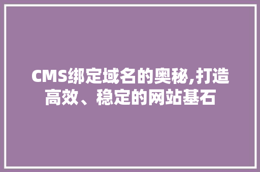 CMS绑定域名的奥秘,打造高效、稳定的网站基石
