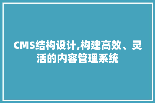 CMS结构设计,构建高效、灵活的内容管理系统 seo技术
