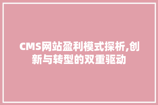 CMS网站盈利模式探析,创新与转型的双重驱动