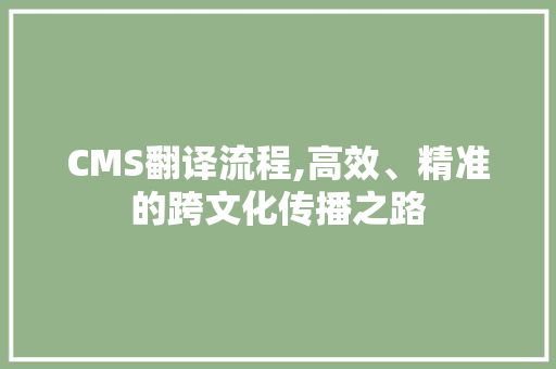 CMS翻译流程,高效、精准的跨文化传播之路