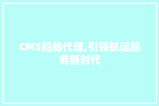CMS船舶代理,引领航运服务新时代