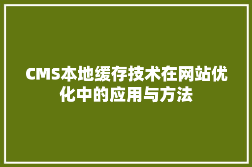 CMS本地缓存技术在网站优化中的应用与方法