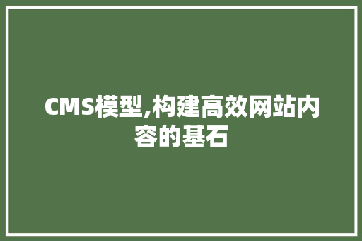 CMS模型,构建高效网站内容的基石