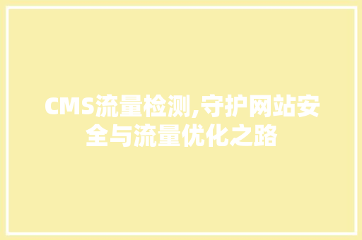CMS流量检测,守护网站安全与流量优化之路