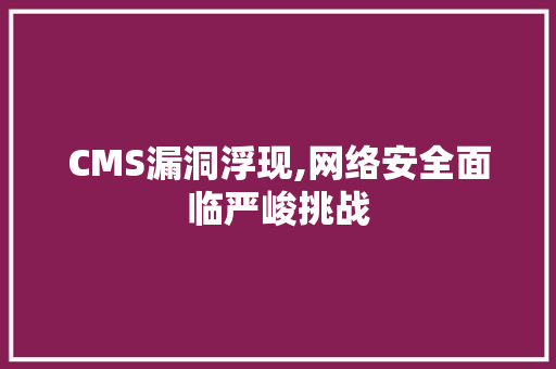 CMS漏洞浮现,网络安全面临严峻挑战
