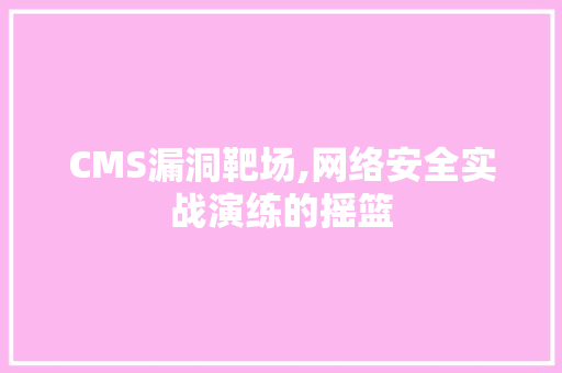 CMS漏洞靶场,网络安全实战演练的摇篮