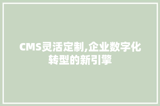 CMS灵活定制,企业数字化转型的新引擎