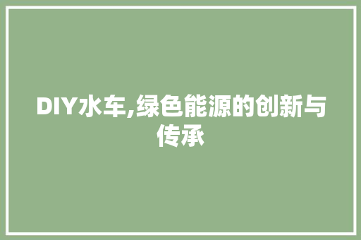 DIY水车,绿色能源的创新与传承