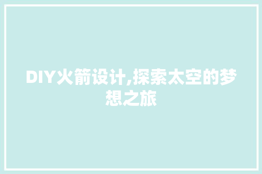 DIY火箭设计,探索太空的梦想之旅