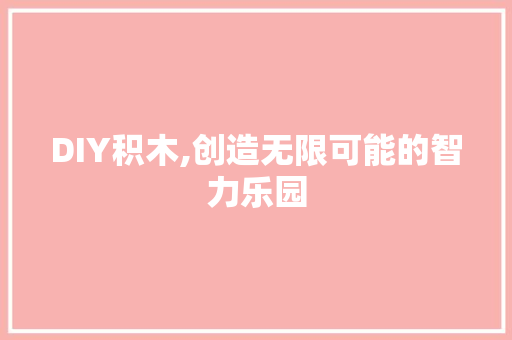 DIY积木,创造无限可能的智力乐园 头条优化