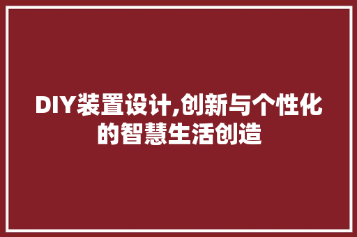 DIY装置设计,创新与个性化的智慧生活创造