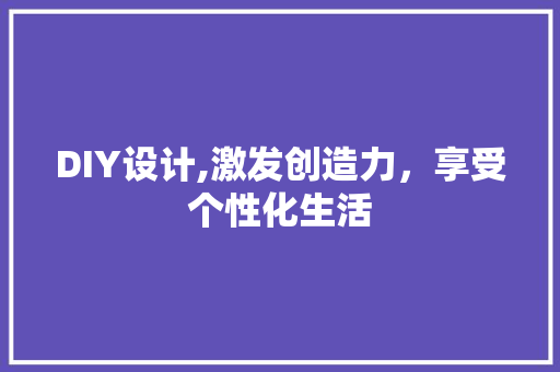 DIY设计,激发创造力，享受个性化生活