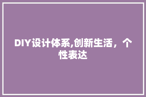 DIY设计体系,创新生活，个性表达