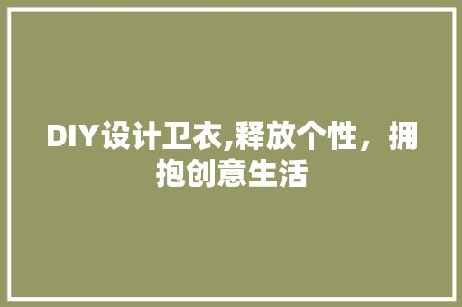 DIY设计卫衣,释放个性，拥抱创意生活