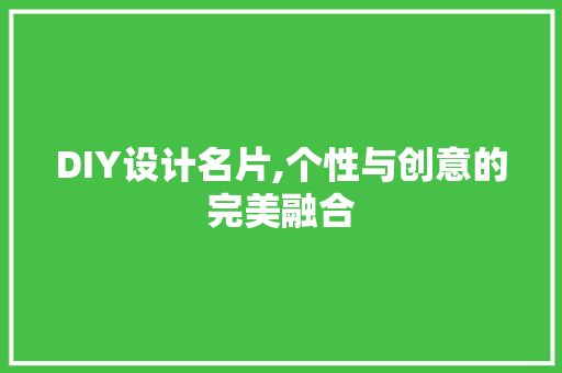 DIY设计名片,个性与创意的完美融合