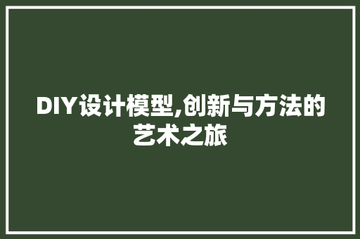 DIY设计模型,创新与方法的艺术之旅