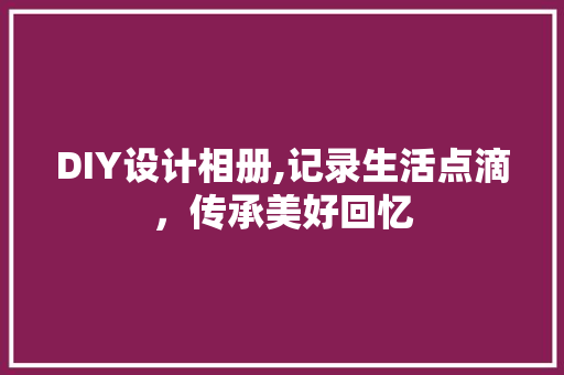 DIY设计相册,记录生活点滴，传承美好回忆 网站优化